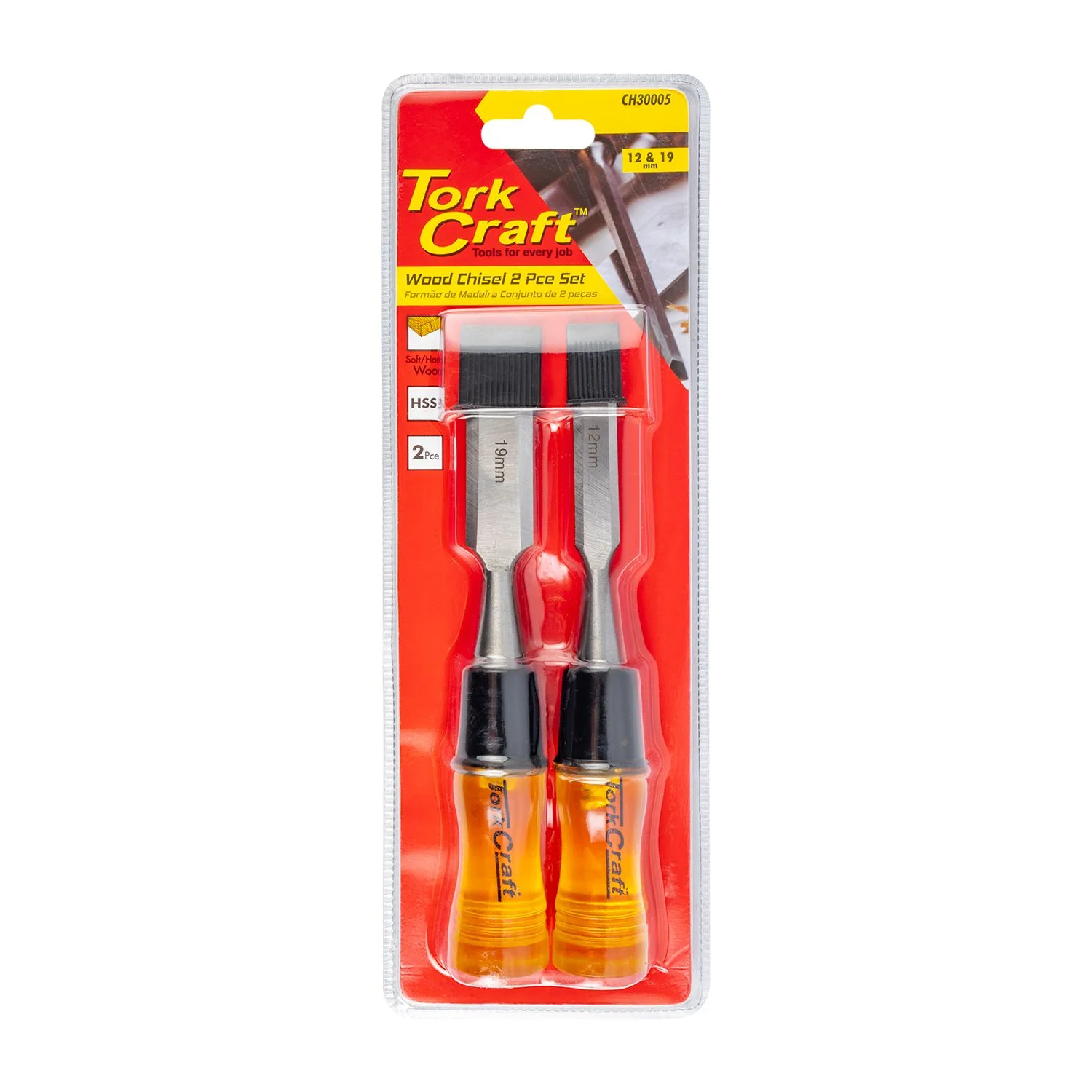 CH30005.webp WOOD CHISEL 100MM BLADE 2PC 12/19MM WITH PVC HANDLE - Image 1