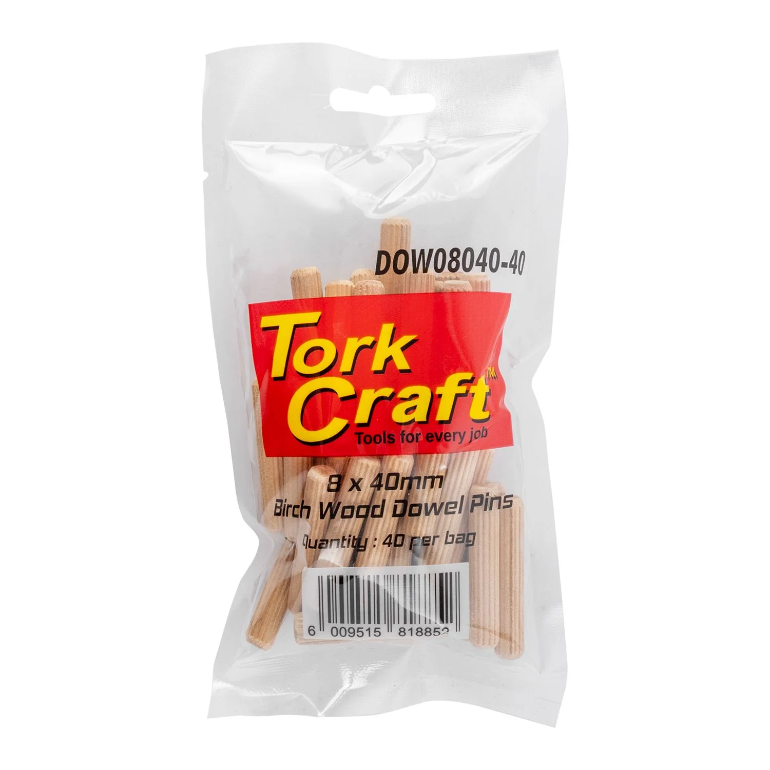 DOW08040-40.webp DOWELS 8 X 40MM 40 PER BAG (BIRCH WOOD) - Image 1