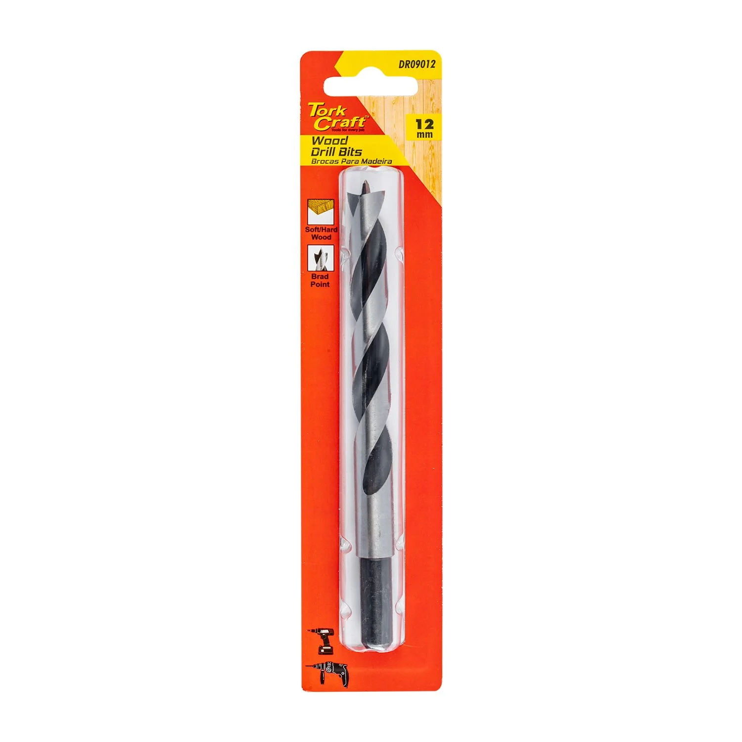DR09012.webp DRILL BIT WOOD 12.0MM X 150MM 1/CARD - Image 1