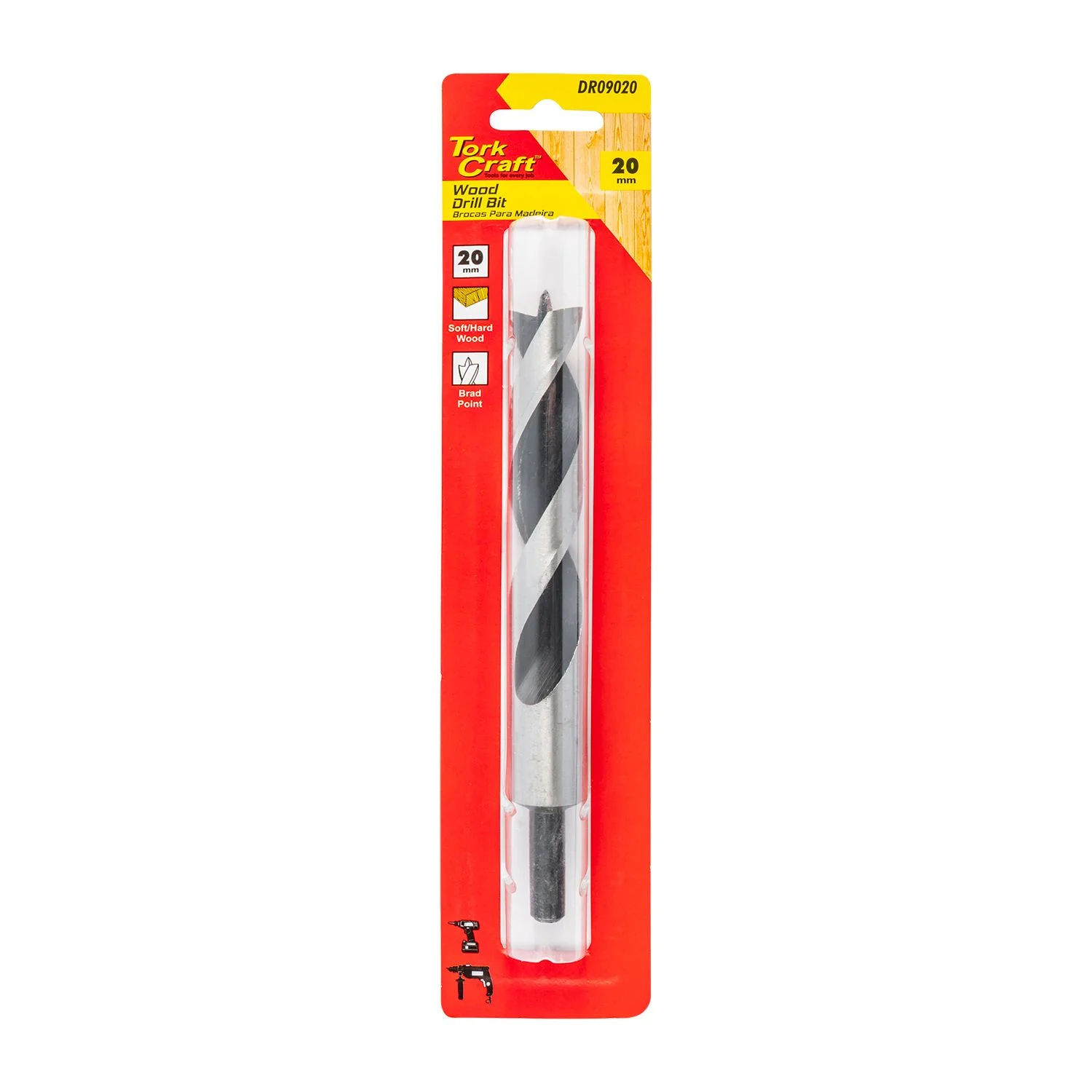 DR09020.webp DRILL BIT WOOD 20.0MM X 180MM 1/CARD - Image 1