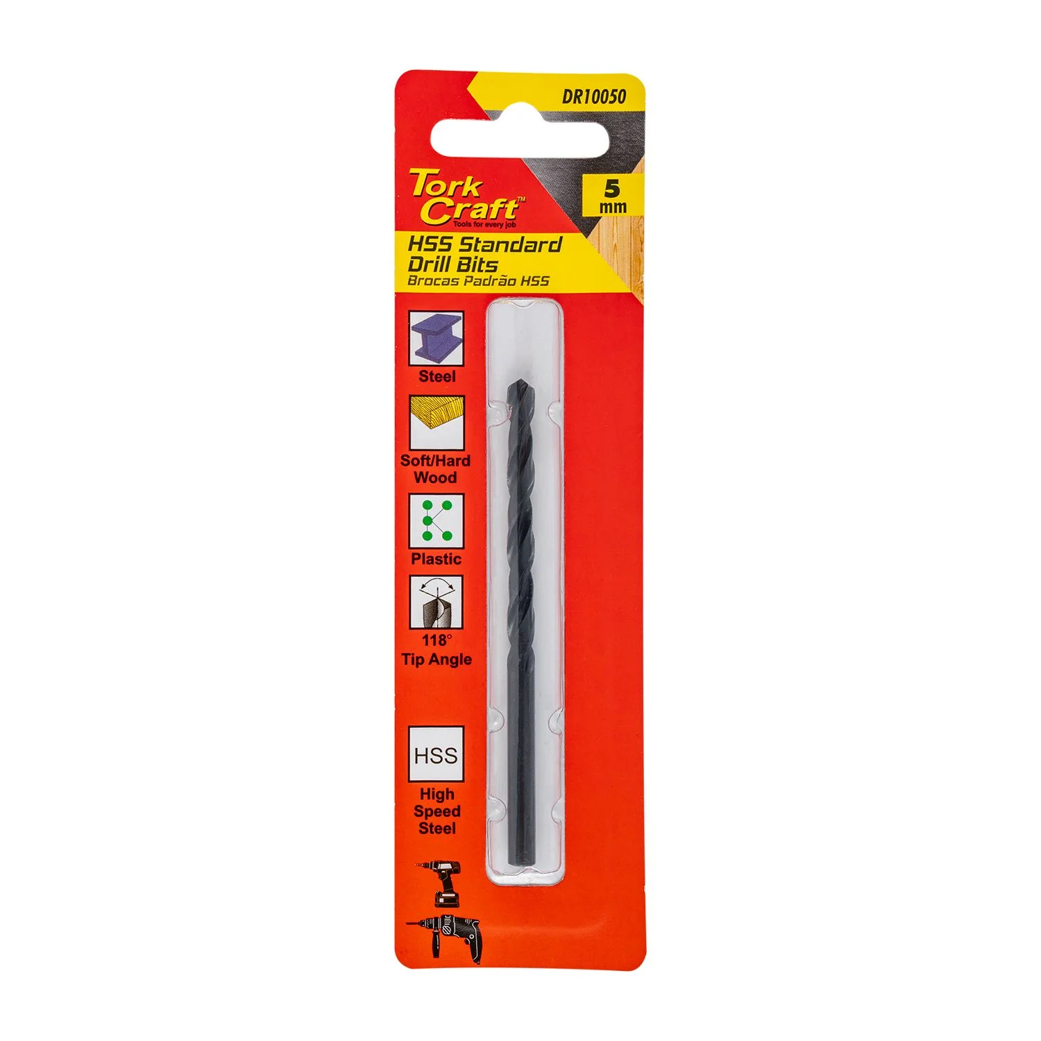 DR10050.webp DRILL BIT HSS STANDARD 5.0MM 1/CARD - Image 1