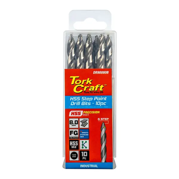 PRECISION-MAX STEP POINT 8.0MM HSS DRILL 10 PACK