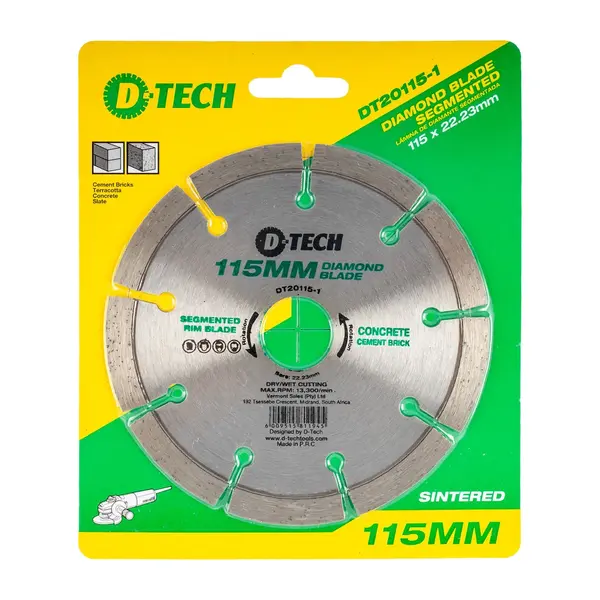 DIAMOND BLADE SEGMENTED STD. 115X22 23MM CONCRETE/CLAY BRICKS