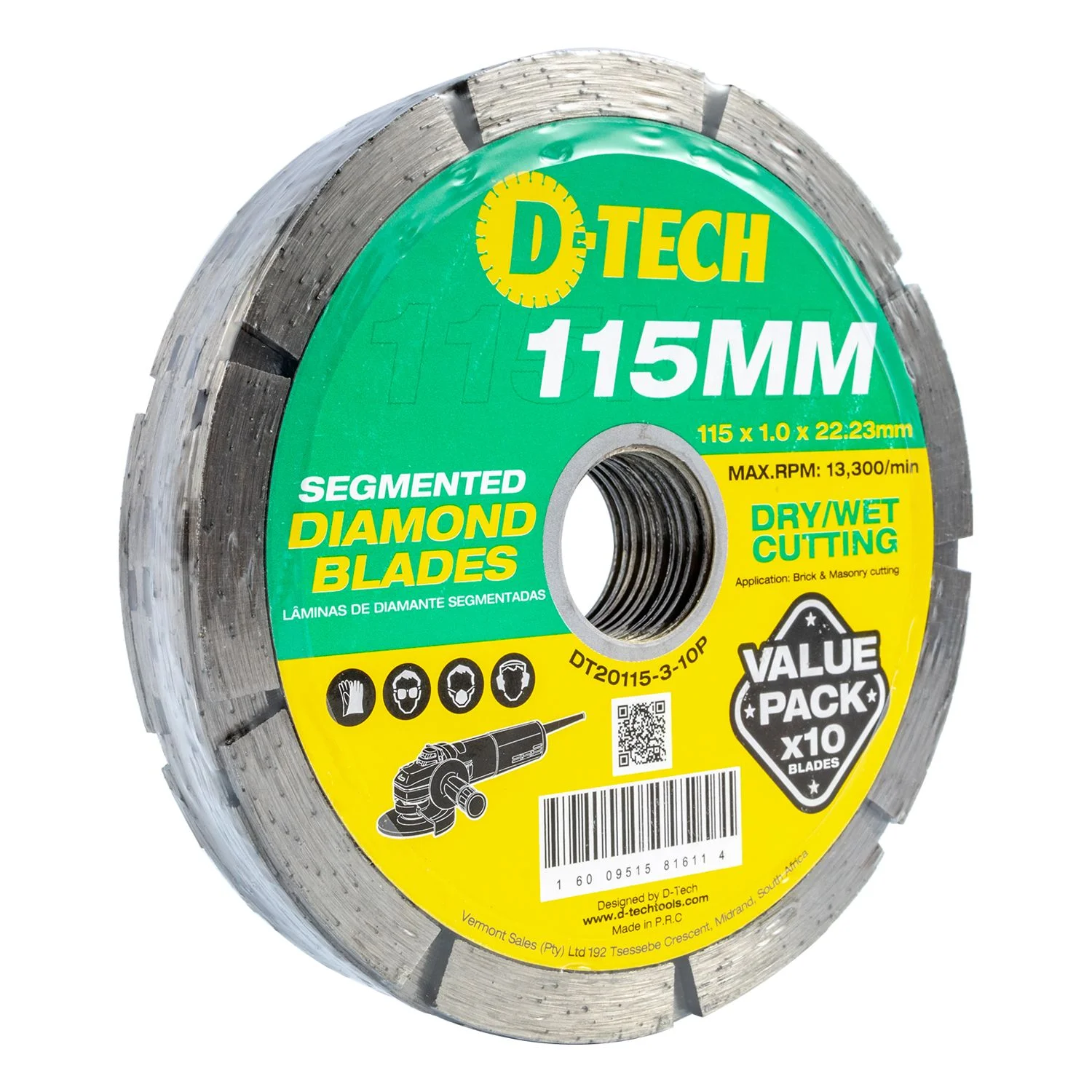 DT20115-3-10P.webp DIAMOND BLADE SEGMENTED 115 X 22.23 BRICK and MASONRY 10PACK - Image 1