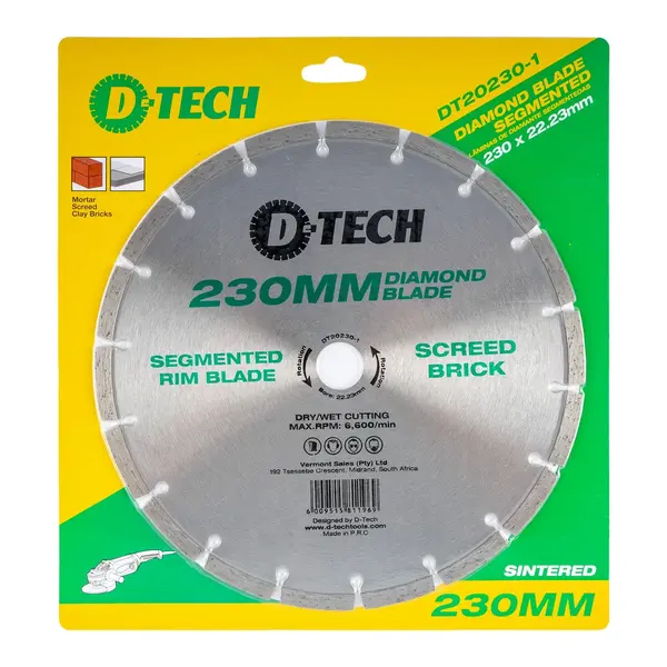 DIAMOND BLADE SEGMENTED STD. 230X22 23MM SCREED/ CEM. BRICK/MASONRY