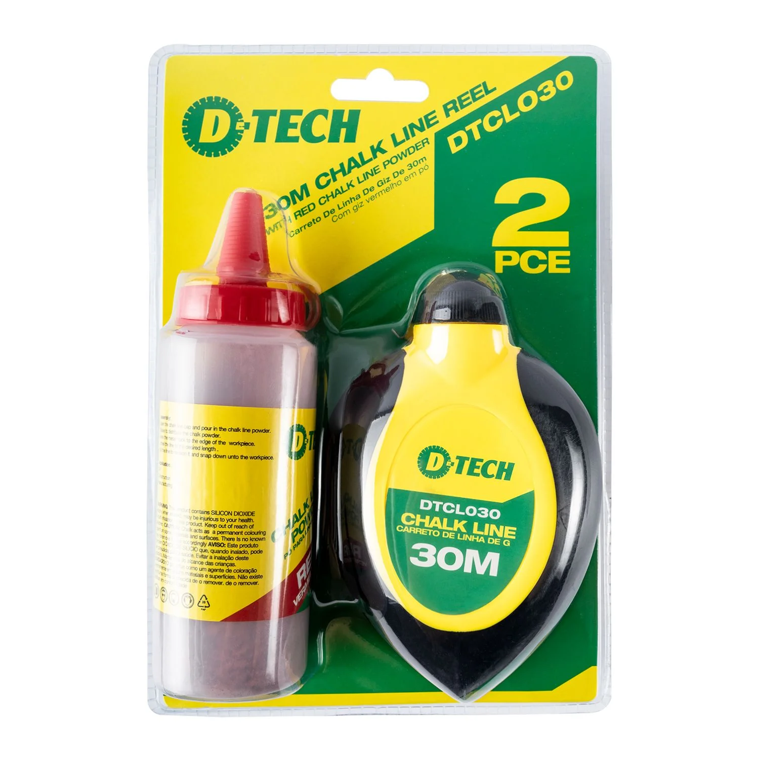 DTCL030.webp CHALK LINE 30M REEL ABS SHELL RED POWDER H/DUTY - Image 1