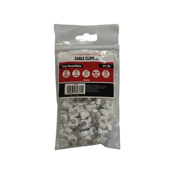 CABLE CLIPS PVC ROUND  7MM BOX 100