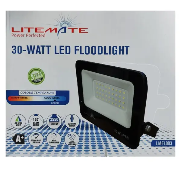 LITEMATE 30 WATT LED FLOOD LIGHT SLIMELINE LMFL003