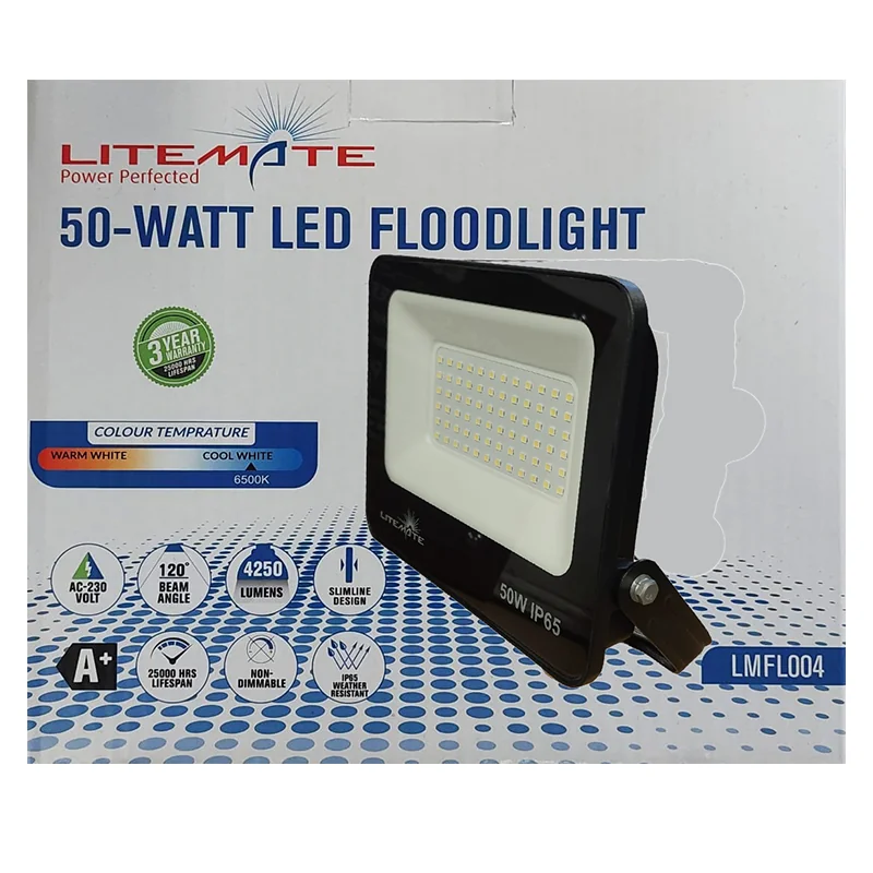 E11150.webp LITEMATE 50 WATT LED FLOOD LIGHT SLIMELINE LMFL004 - Image 1