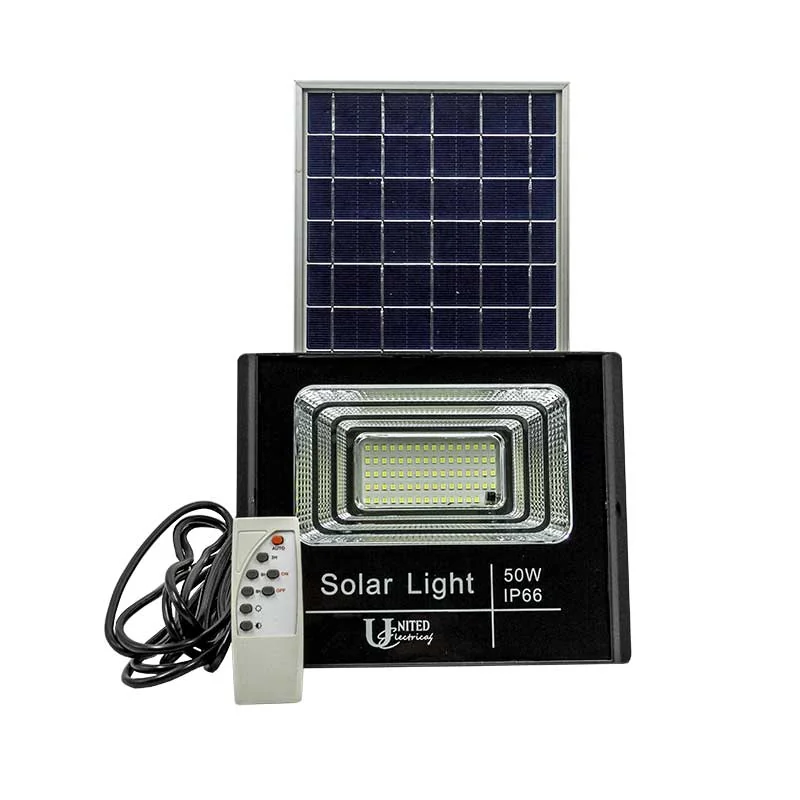 E11203.webp FLOODLIGHT FITTING 50W LED SOLAR WITH PANEL 5000HRS 400 - Image 1
