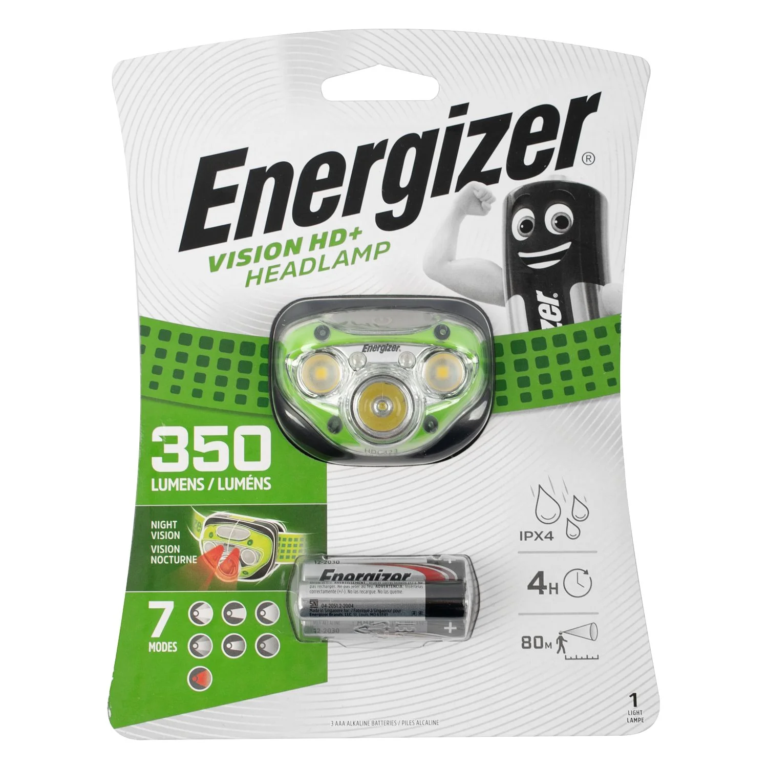 E300280600.webp HEADLIGHT 350LUMENS VISION HD PLUS GREEN ENERGIZER - Image 1