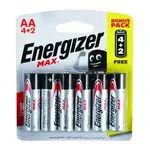 MAX AA BATTERY-6PACK 4+2 FREE ENERGIZER
