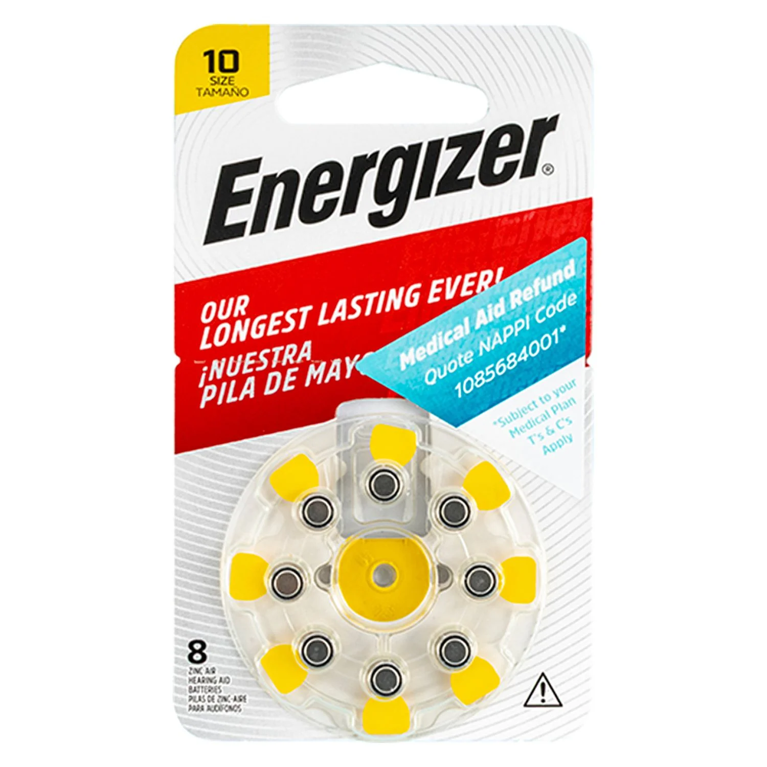 E304132100.webp HEARING AID BATTERY 10 YELLOW-8PACK ZINC AIR ENERGIZER - Image 1