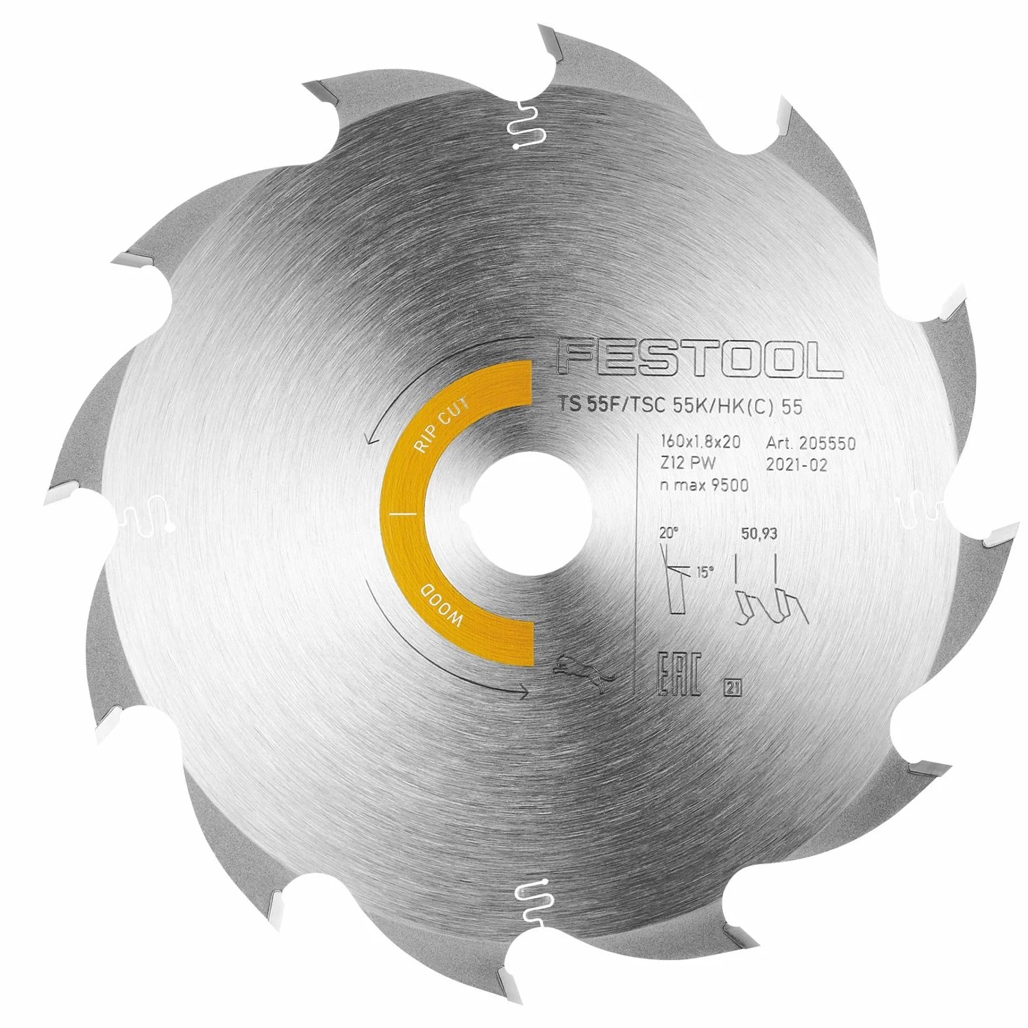 FES205550.webp SAW BLADE WOOD RIP CUT HW160X1 8X20 PW12 - Image 1