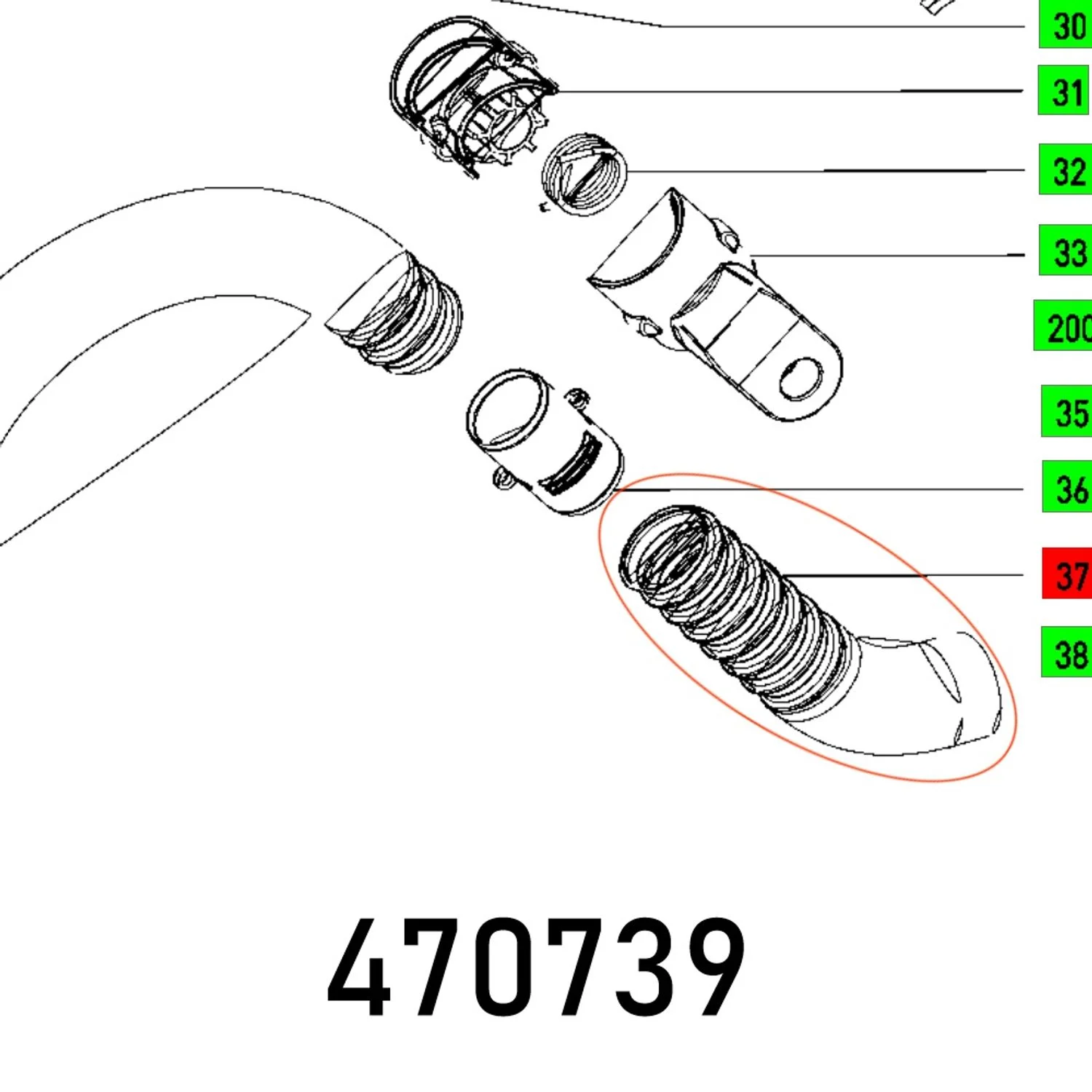 FES470739.webp HOSE PIECE LHS 225 EQ - Image 1