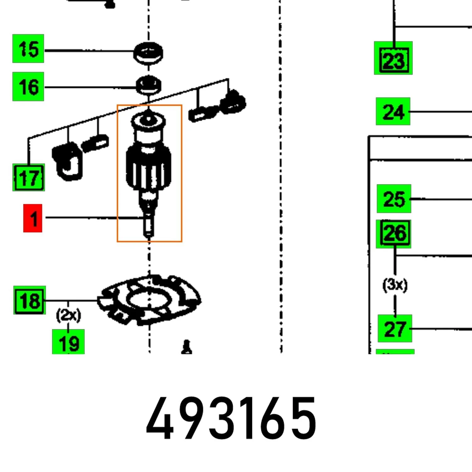 FES493165.webp ARMATURE COMPL. ES 125 230V - Image 1