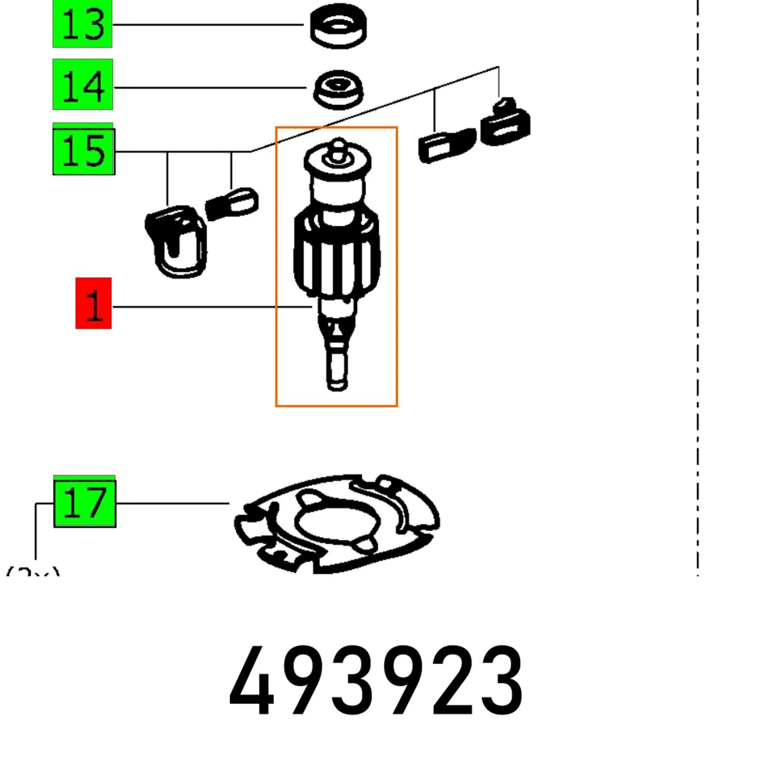 FES493923.webp ARMATURE COMPL. DTS 400 ET-BG 230V - Image 1