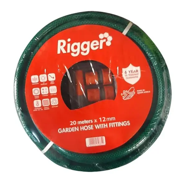 HOSE GARDEN  REINFORCED 6 YEAR 12.5MM*20MT INCL/FITT (MIN 5