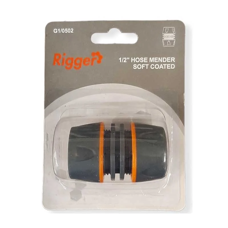 G10502.webp GARDEN HOSE MENDER 1/2" ABS SOFTGRIP H20013 RIGGER - Image 1