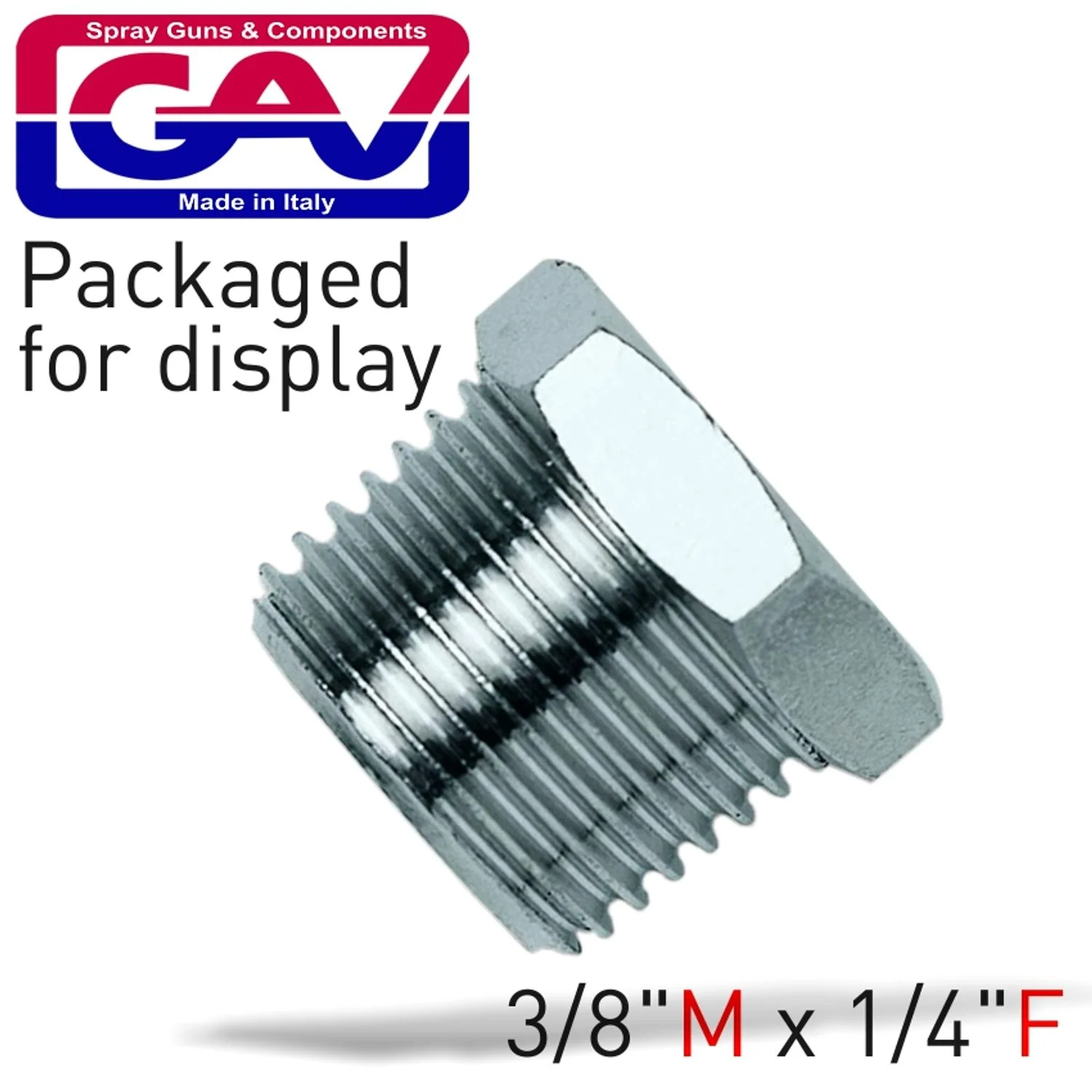 GAV1217-4P.webp TAPER REDUCER BUSH 3/8 X 1/4 M/F PACKAGED - Image 1