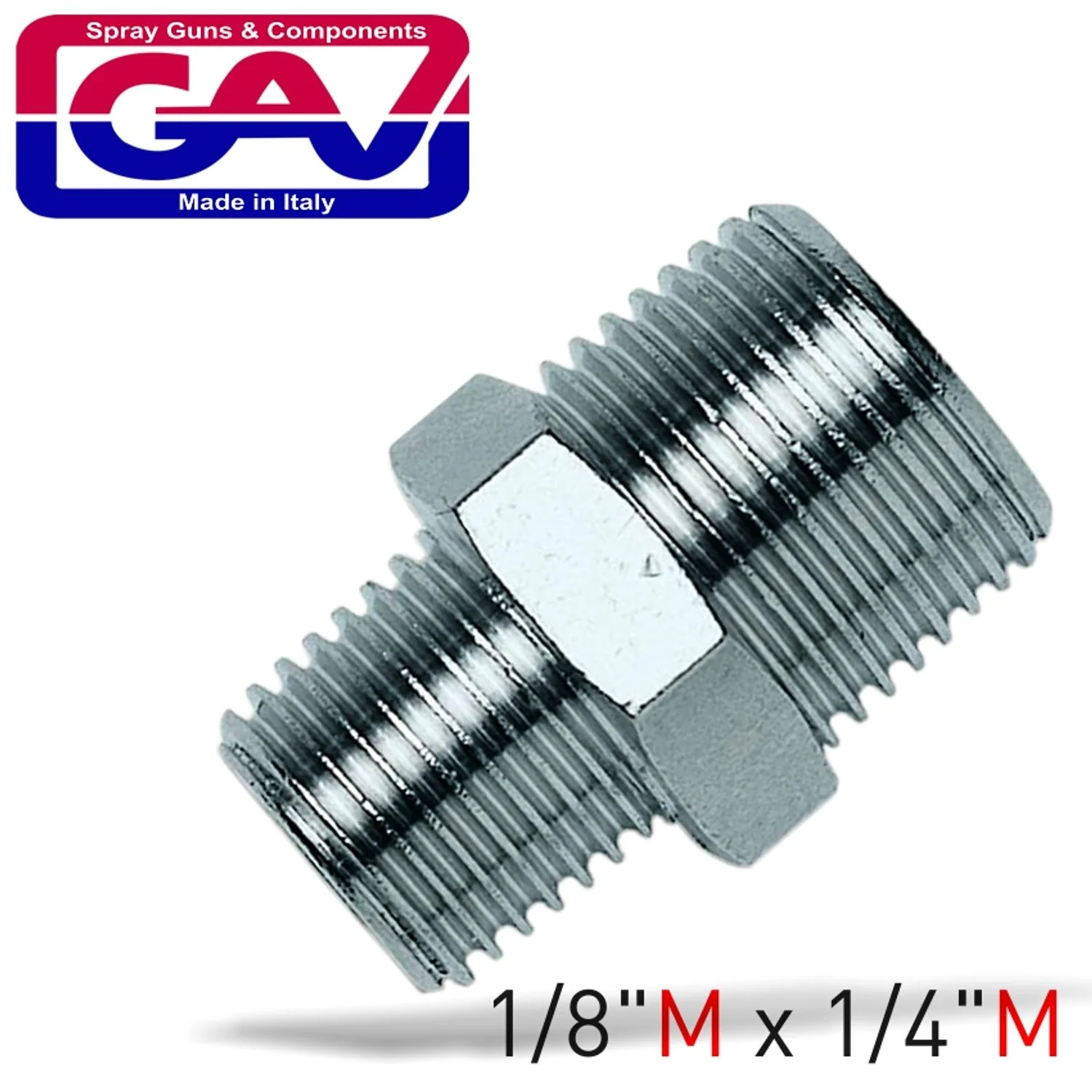 GAV1220-1.webp TAPER REDUCER NIPPLE 1/8 X 1/4 M/M - Image 1