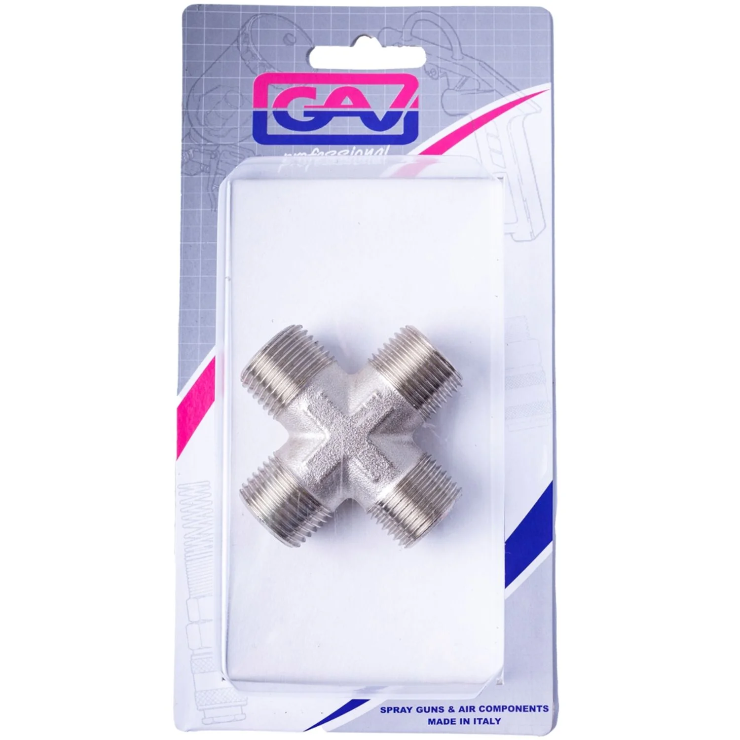 GAV1262-4P.webp 4-WAY CONNECTOR 1/2″ MMMM PACKAGED - Image 1