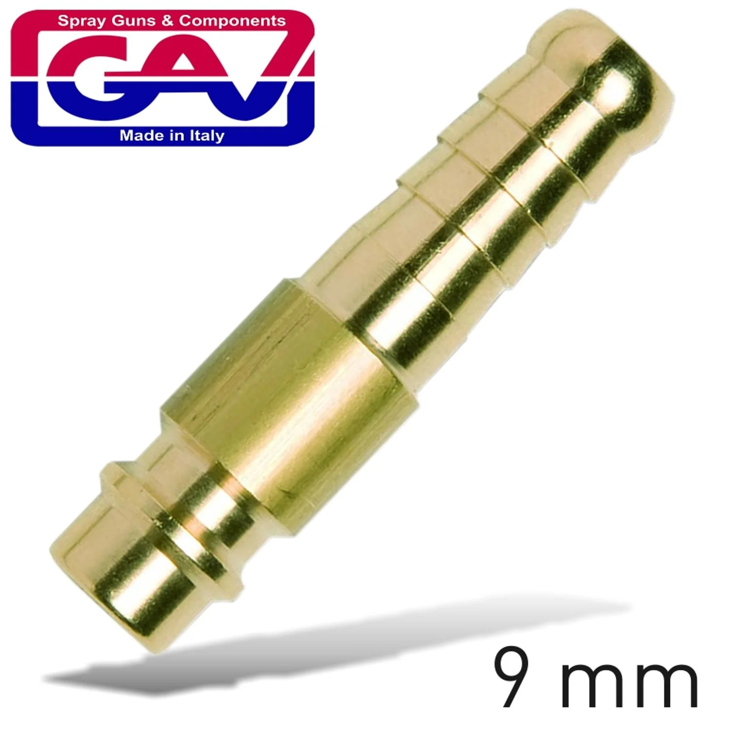 GAV5810-C2.webp BRASS CONNECTOR 9MM HOSE GERMAN - Image 1