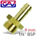 BRASS HOSE TAIL 1/4 M X 9MM