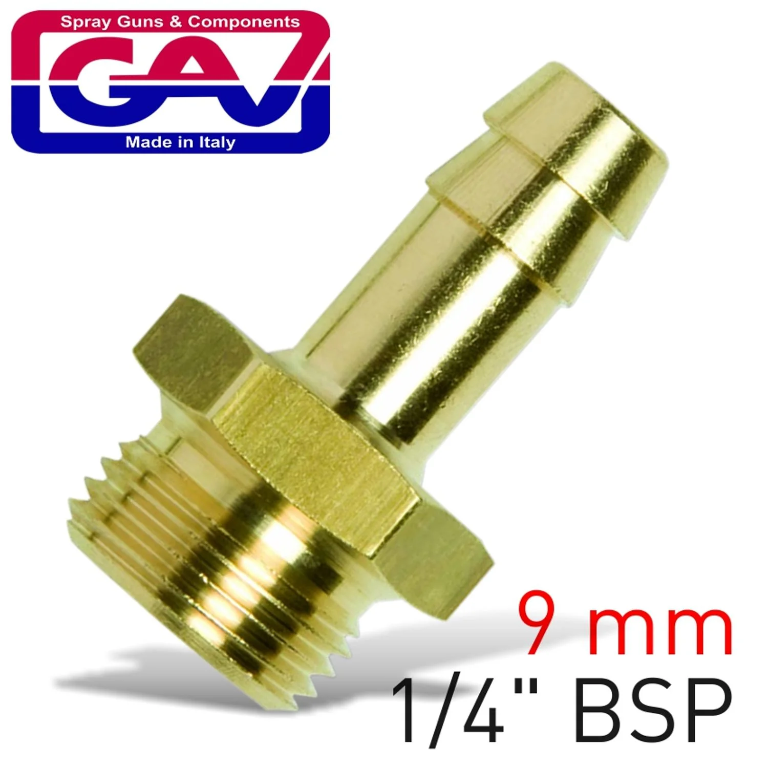 GAV5834-2.webp BRASS HOSE TAIL 1/4 M X 9MM - Image 1
