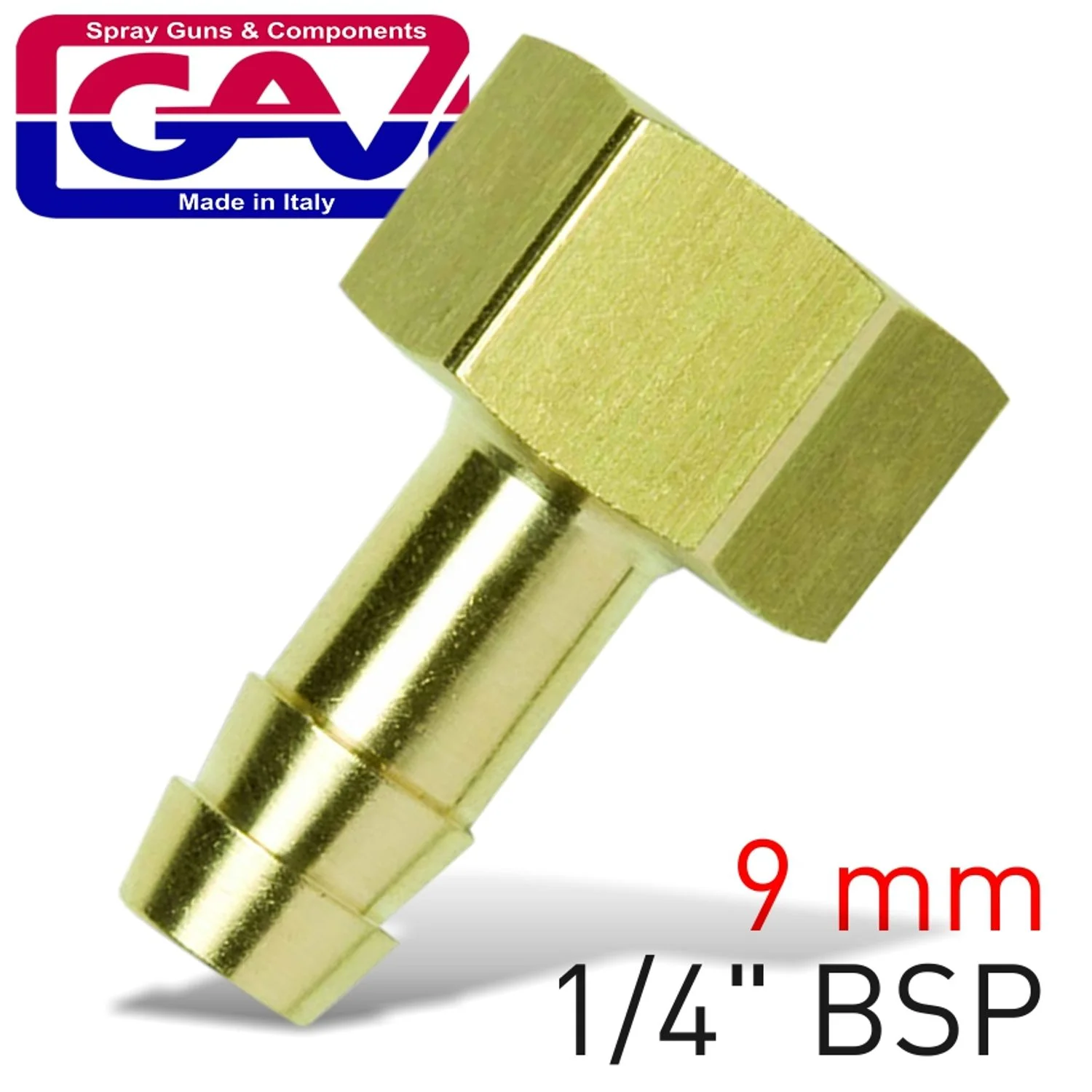 GAV5835-2.webp BRASS HOSE TAIL 1/4 F X 9MM - Image 1
