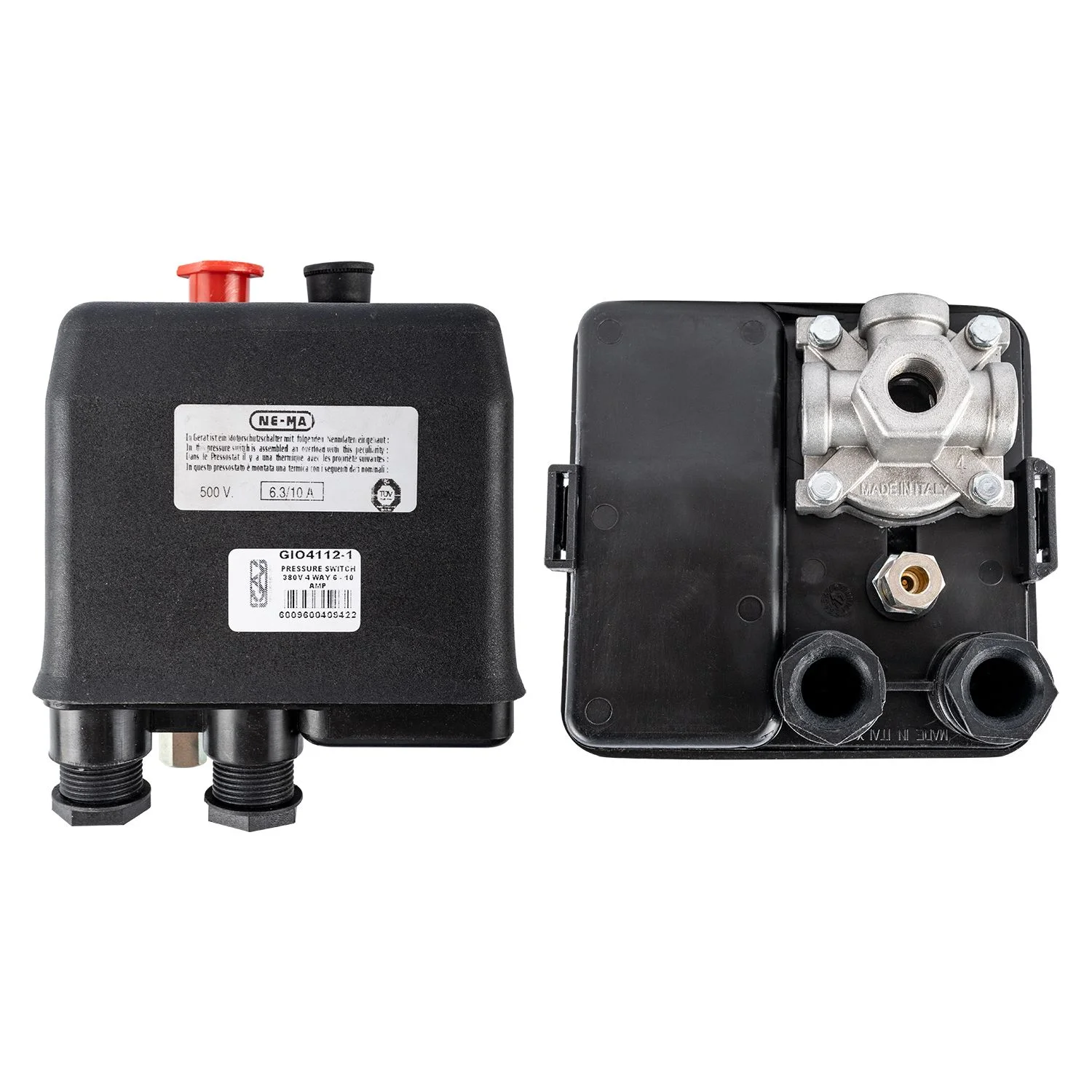 GIO4112-1.webp PRESSURE SWITCH 380V 4 WAY 6 - 10 AMP - Image 1