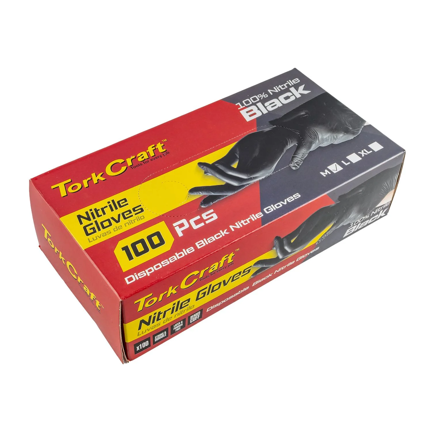 GL130.webp NITRILE GLOVE L/DUTY MEDIUM BLACK 100PC T/BOX - Image 1