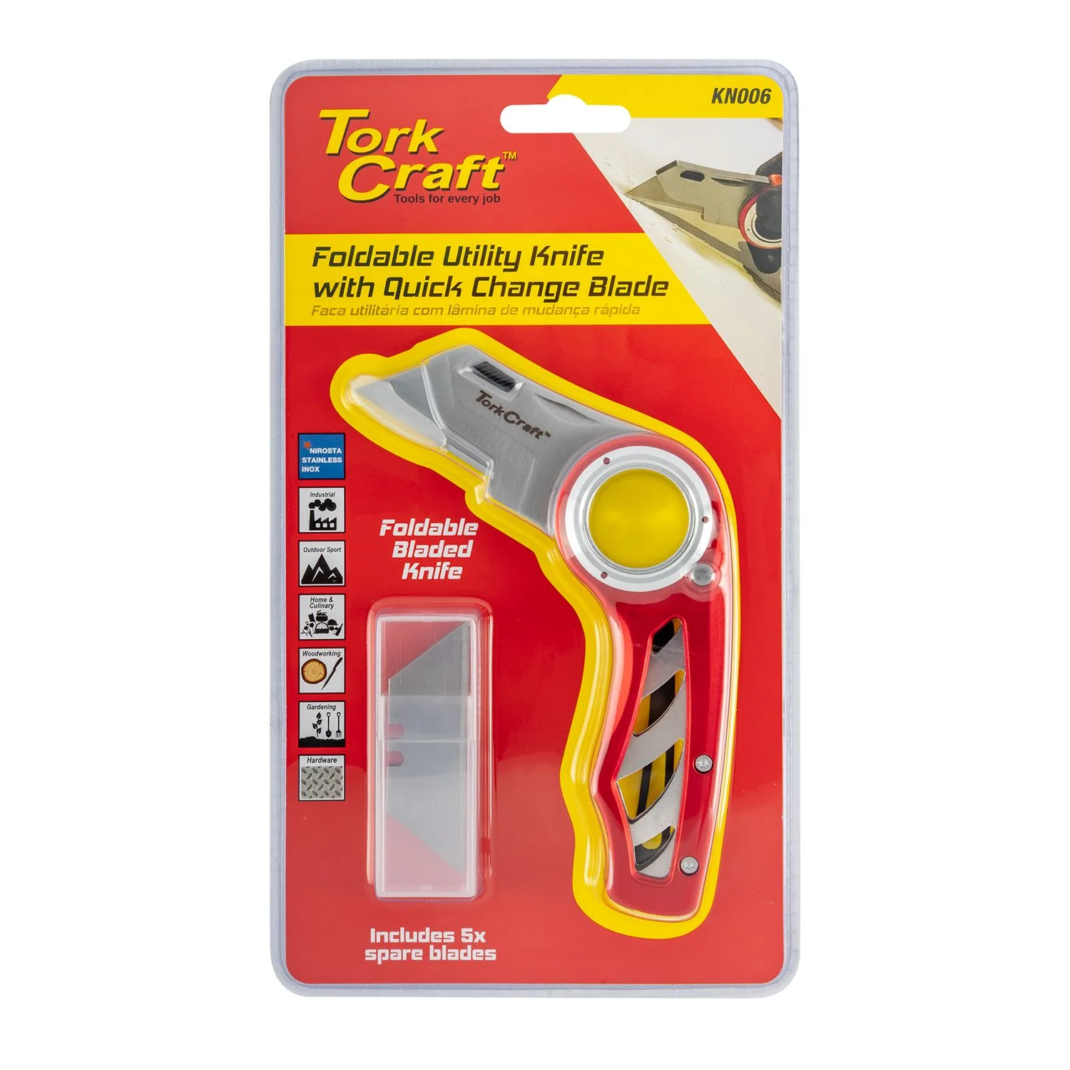 KN006.webp KNIFE UTILITY S/STEEL BLADES FOLDABLE WITH BELT CLIP - Image 1