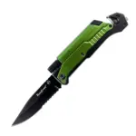 KNIFE SURVIVAL GREEN WITH LED LIGHT and FIRE STARTER IN DOUBLE BLISTER