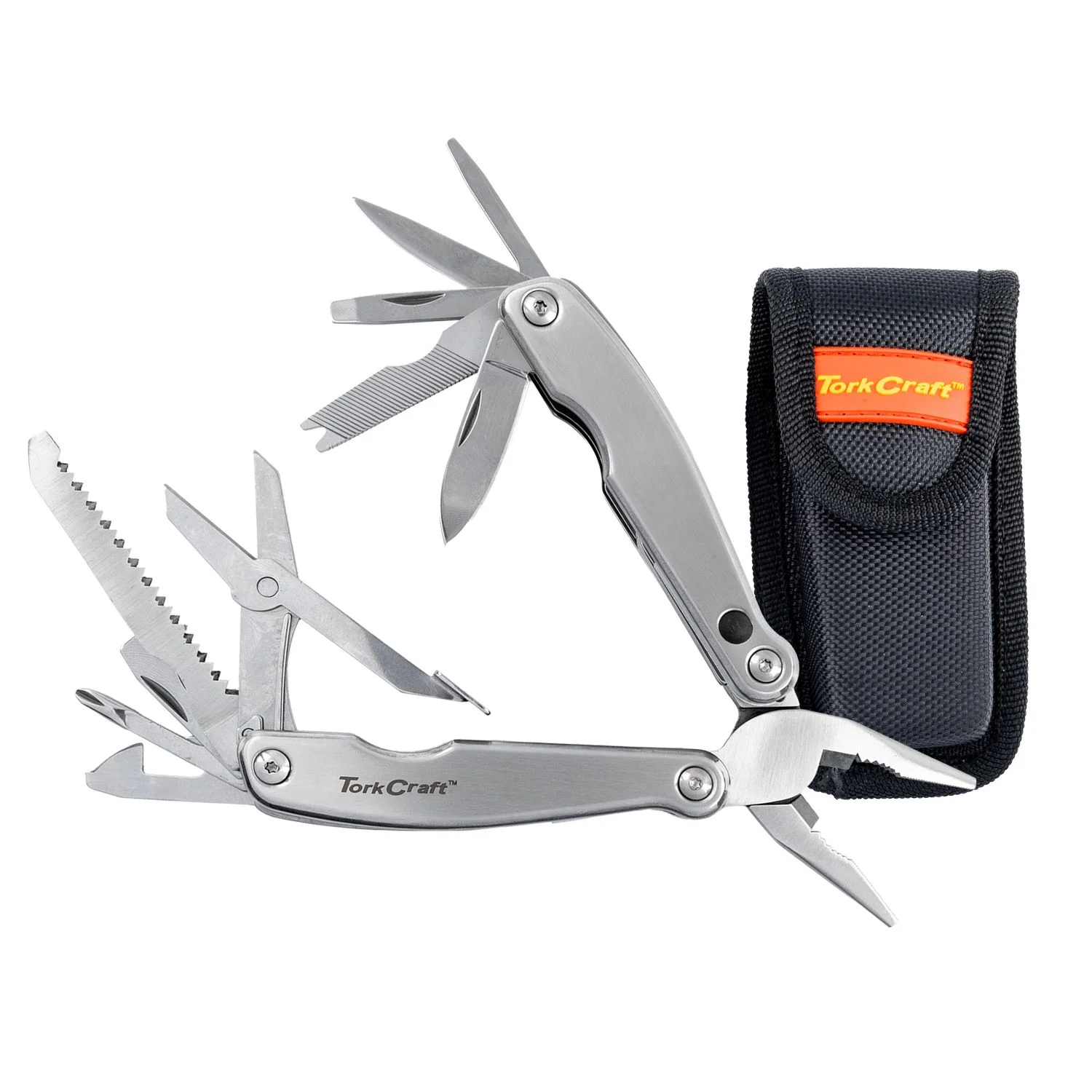 KN8126FI.webp MULTITOOL SILVER MINI WITH LED LIGHT WITH NYLON POUCH IN BLISTER - Image 1
