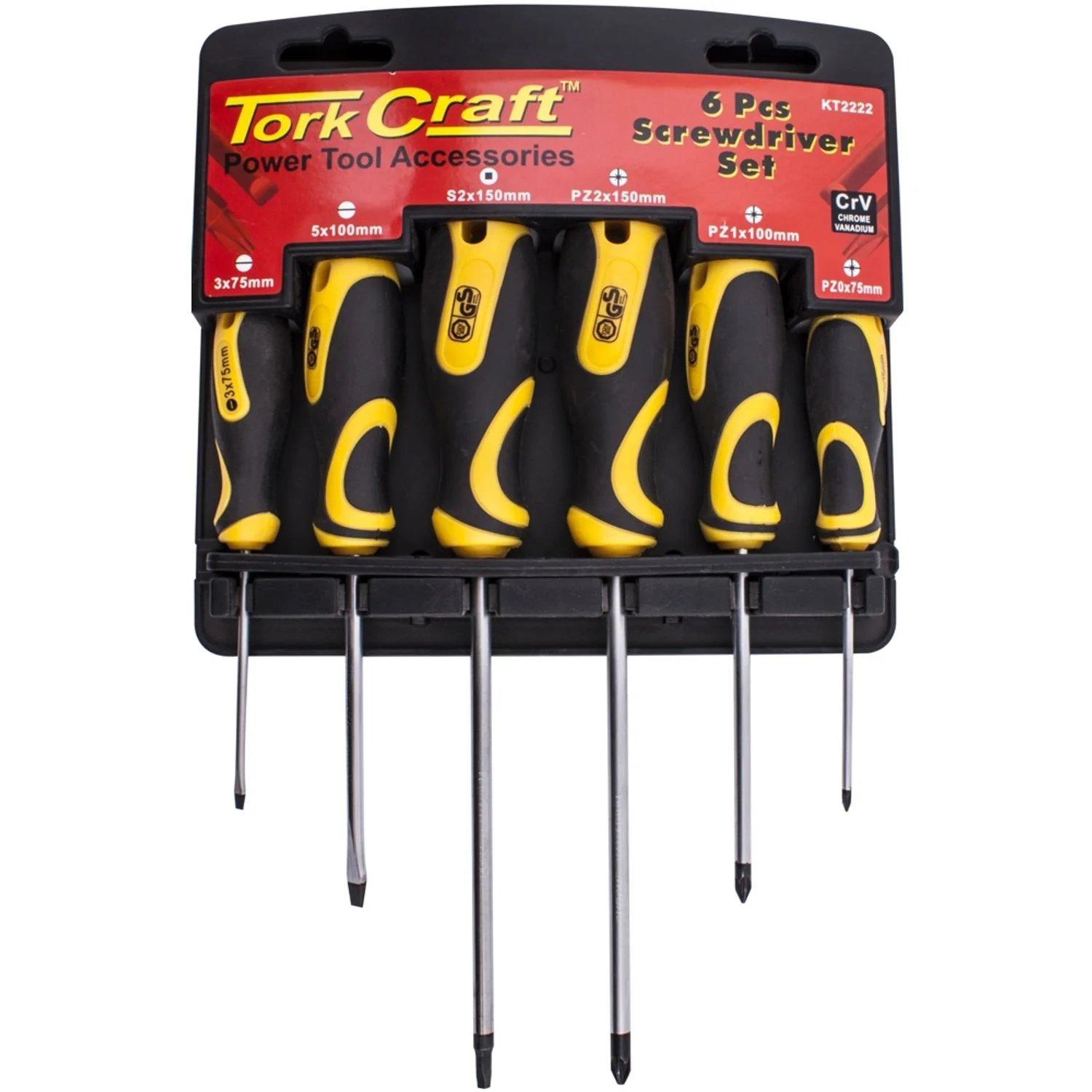 KT2222.webp 6PC SCREWDRIVER SET WITH WALL MOUNTABLE RACK S2 PZ SL - Image 1