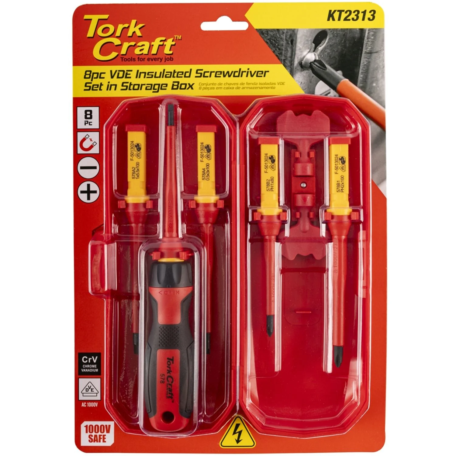KT2313.webp 8PC SCREWDRIVER SET VDE INSULATED C/W STORAGE BOX - Image 1