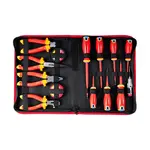 14PC SCREWDRIVER PH SL and PLIERS SET ELECTRICIANS INSULATED VDE IN CASE