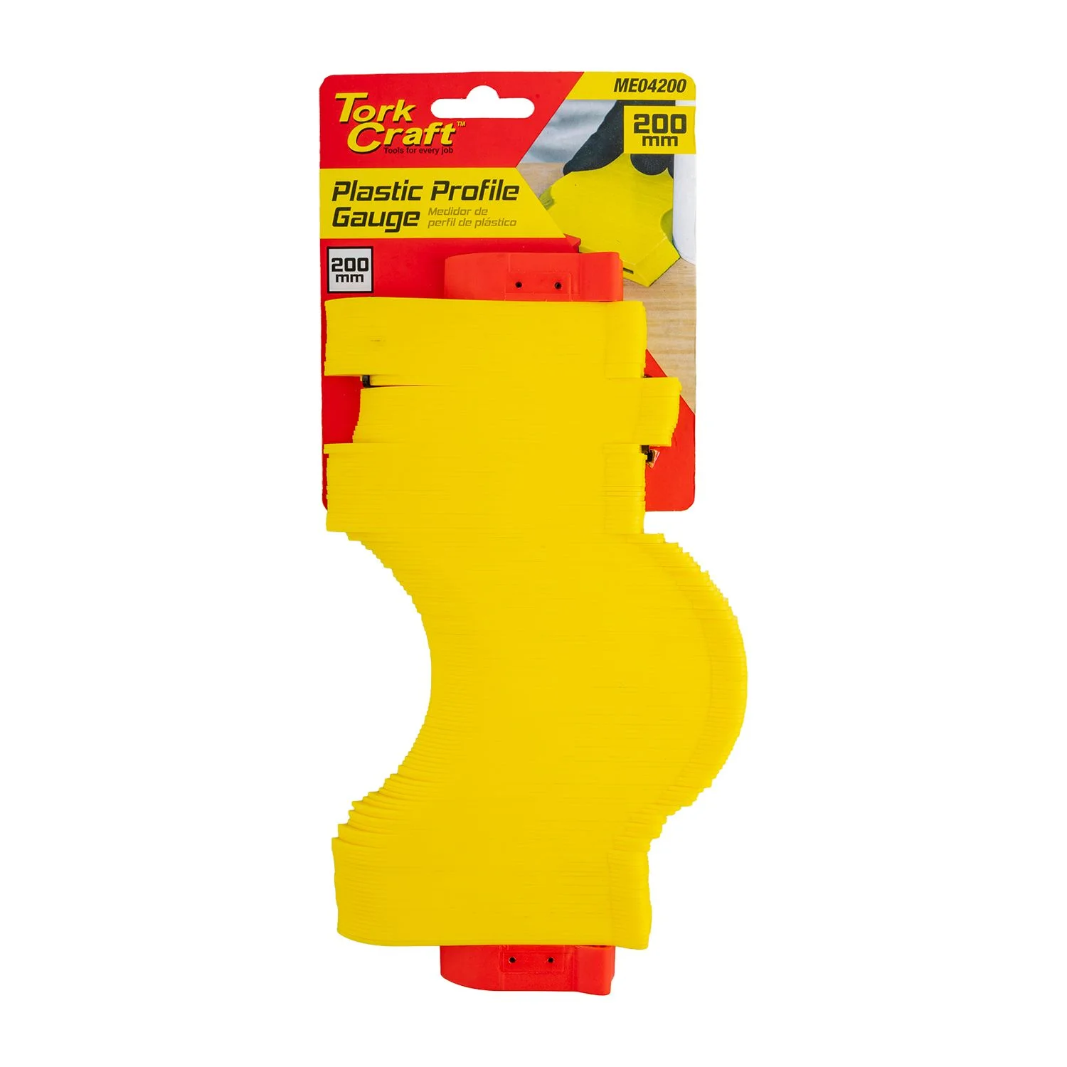 ME04200.webp PLASTIC PROFILE GAUGE 200MM - MAX PROFILE DEPTH 45MM CONTOUR - Image 1