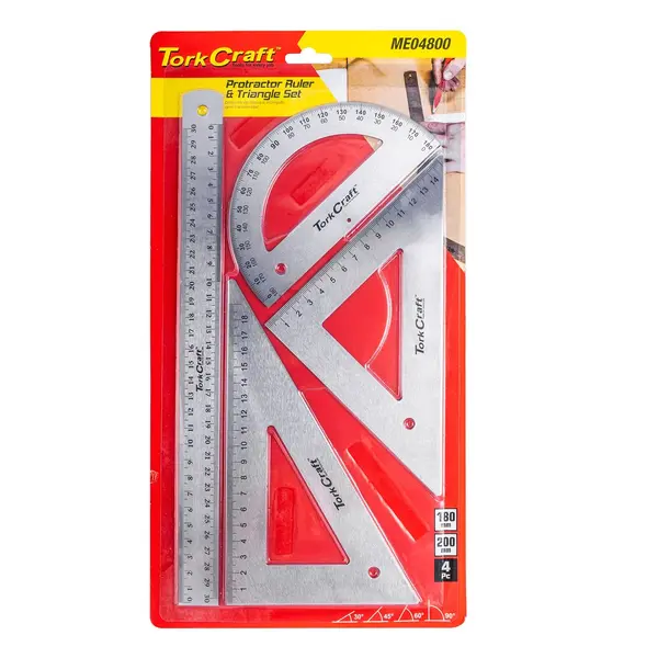 PROTRACTOR RULER and 2 X TRAINGLE SET 4PC