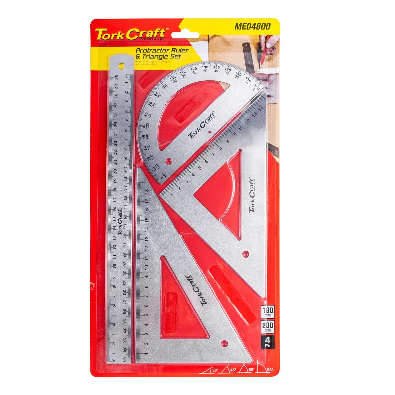 ME04800.webp PROTRACTOR RULER and 2 X TRAINGLE SET 4PC - Image 1