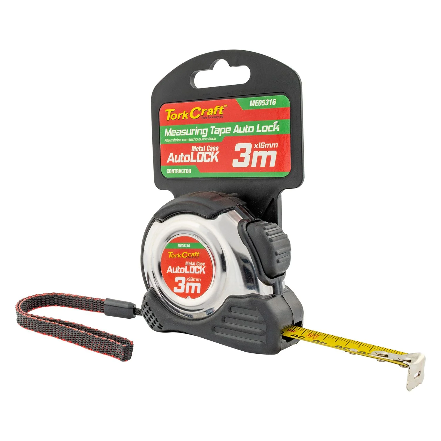 ME05316.webp MEASURING TAPE SELF LOCK 3M X 16MM S/S and RUBBER CASING MATT FINISH - Image 1