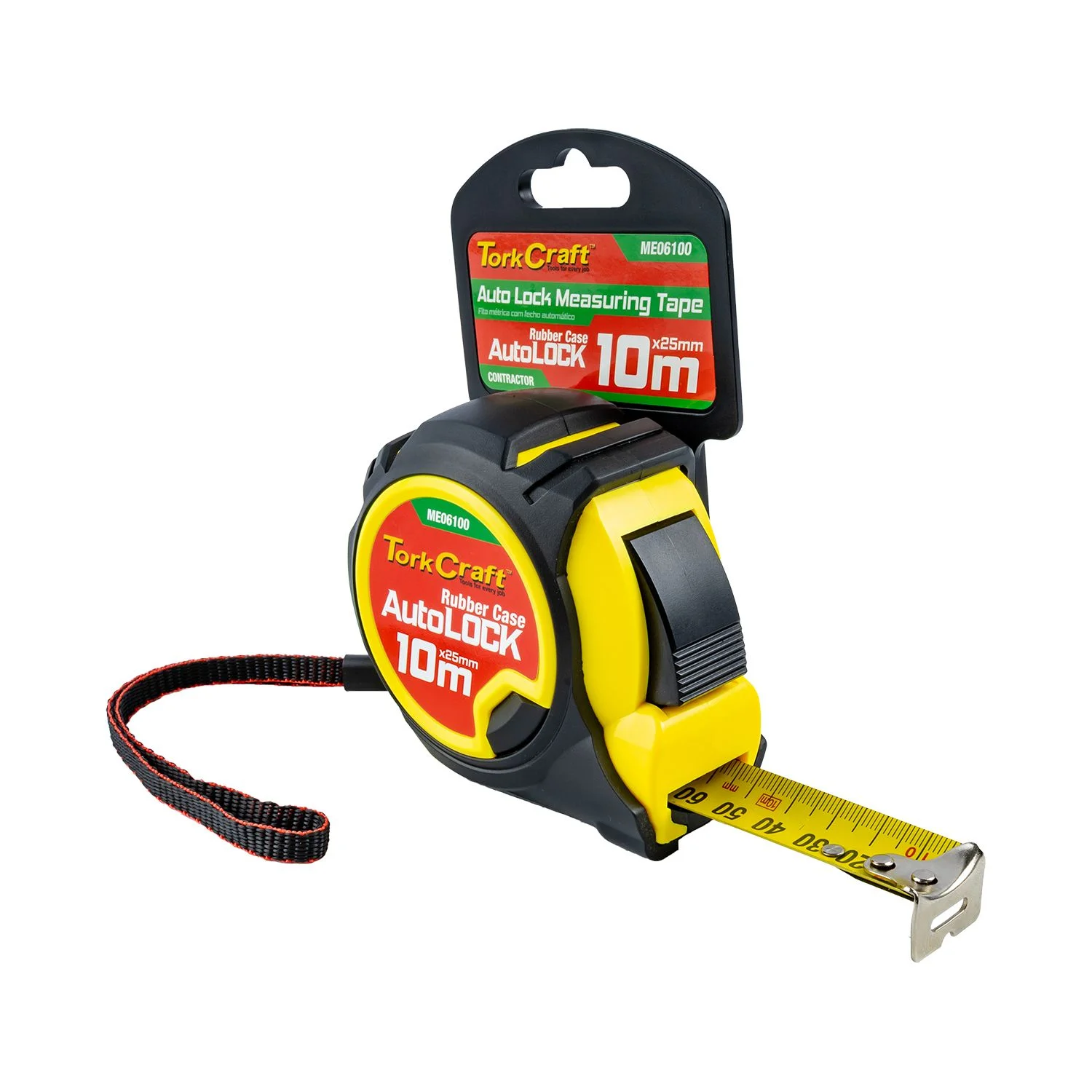ME06100.webp MEASURING TAPE AUTOLOCK 10M X 25MM RUBBER CASING MATT FINISH - Image 1