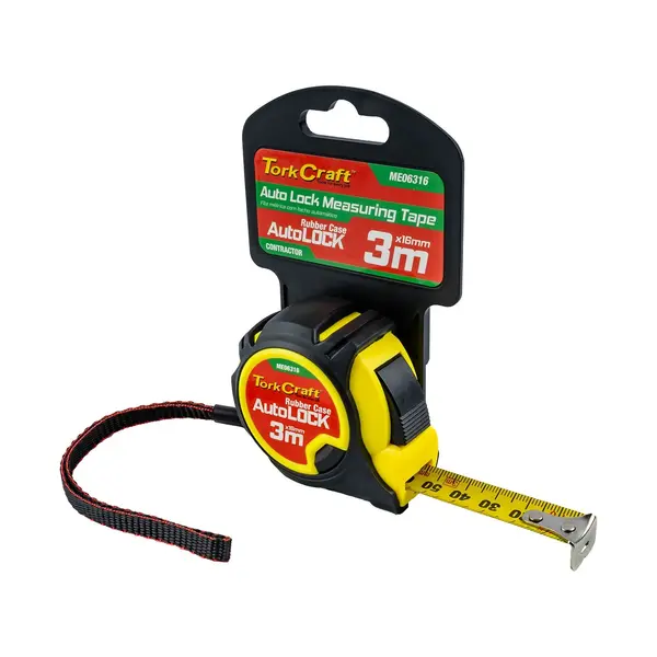 MEASURING TAPE AUTOLOCK 3M X 16MM RUBBER CASING MATT FINISH