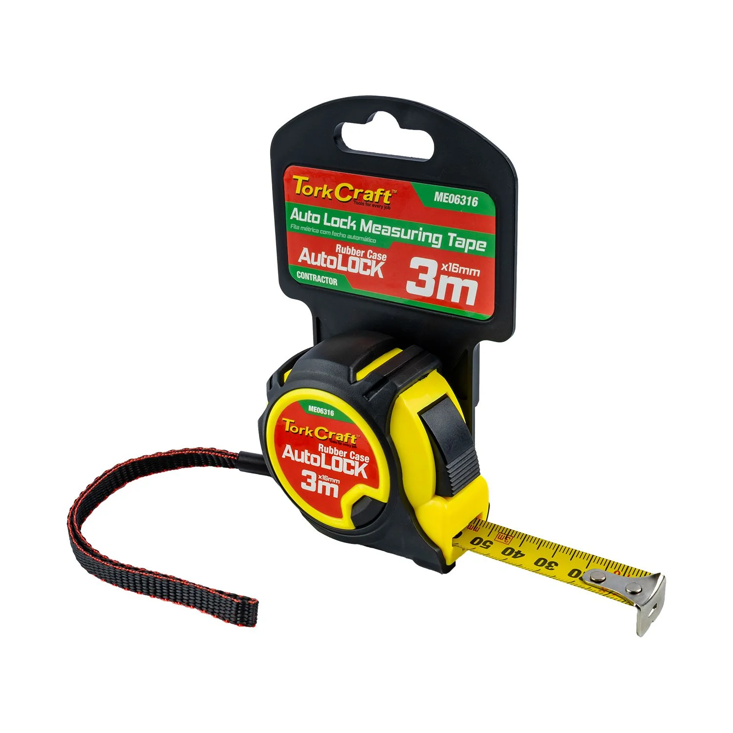 ME06316.webp MEASURING TAPE AUTOLOCK 3M X 16MM RUBBER CASING MATT FINISH - Image 1