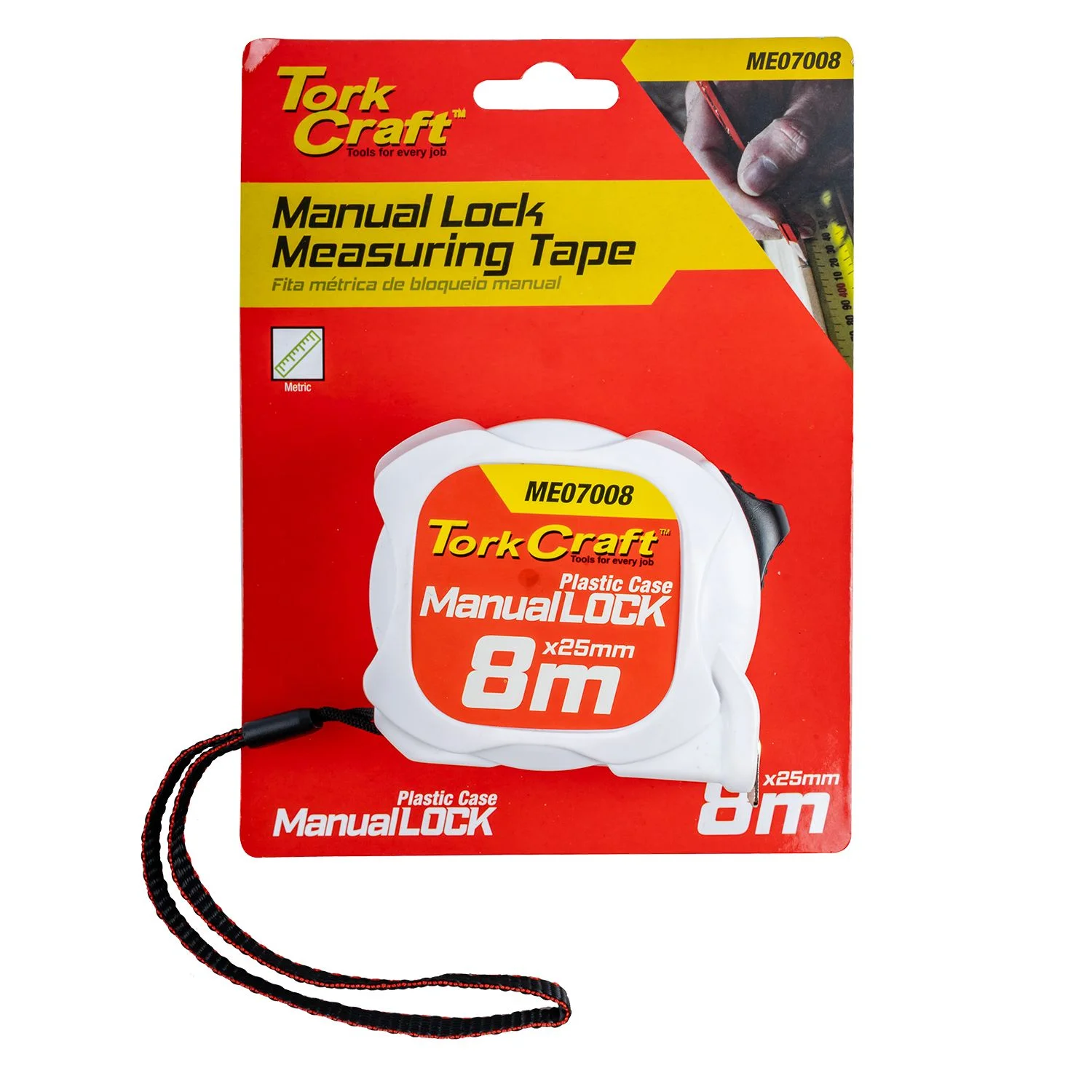 ME07008.webp MEASURING TAPE M/LOCK 8M X 25MM PLASTIC CASING - Image 1