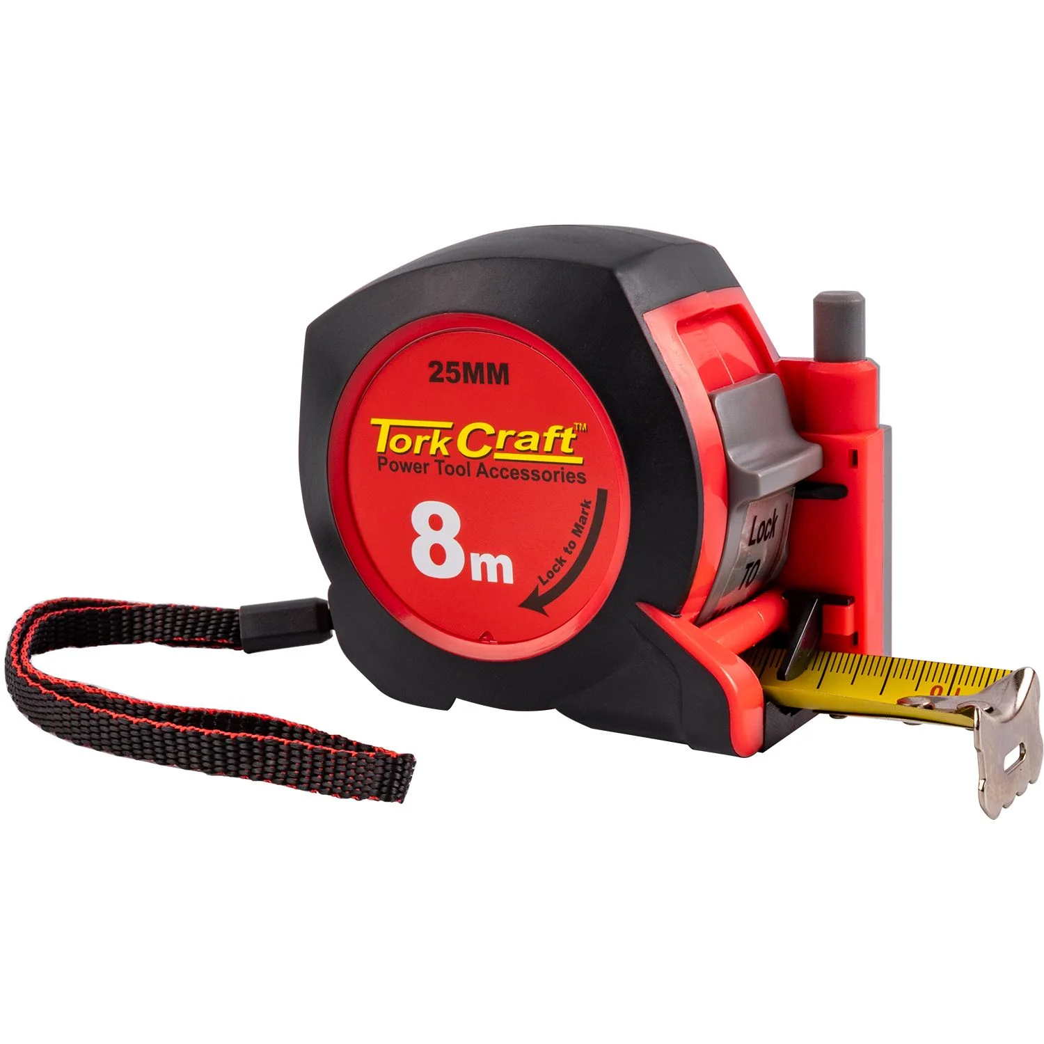 ME07825.webp MEASURING TAPE WITH MARKER 8M X 25MM RUBBER CASING MATT FINISH - Image 1