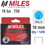 GALV STAPLES 18G T50 10MM X 1250PCS MILES NO4