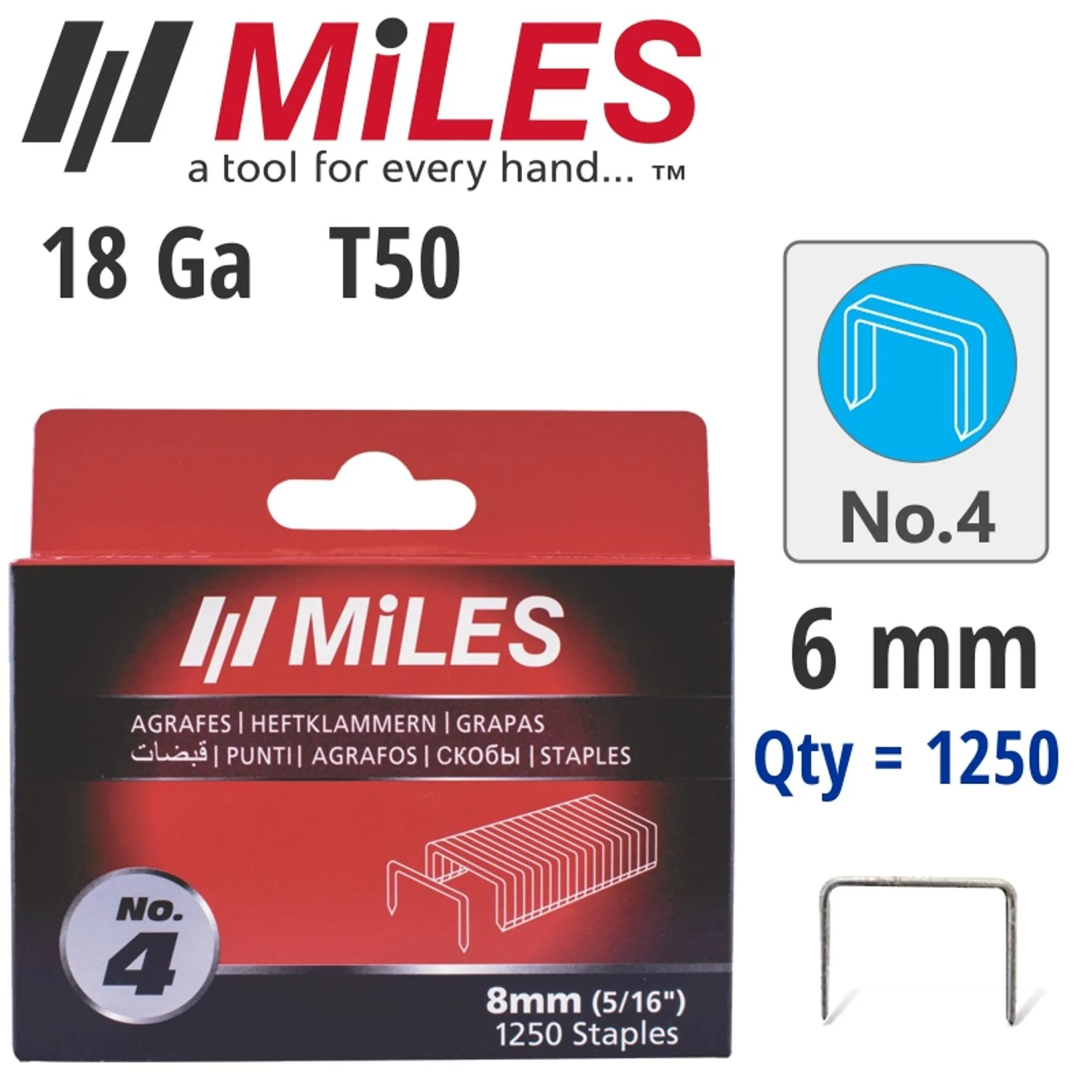 MILSTAP4-6.webp GALV STAPLES 18G T50 6MM X 1250PCS MILES NO4 - Image 1