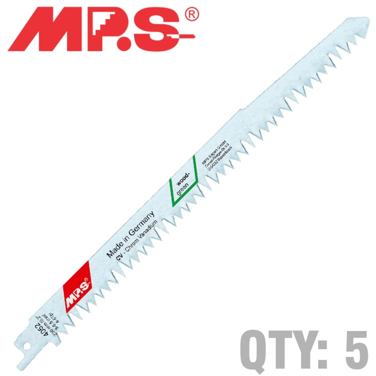 MPS4052.webp SABRE SAW BLADE 230MM 5TPI 5/PACK WOOD CUTTING FAST CUT - Image 1